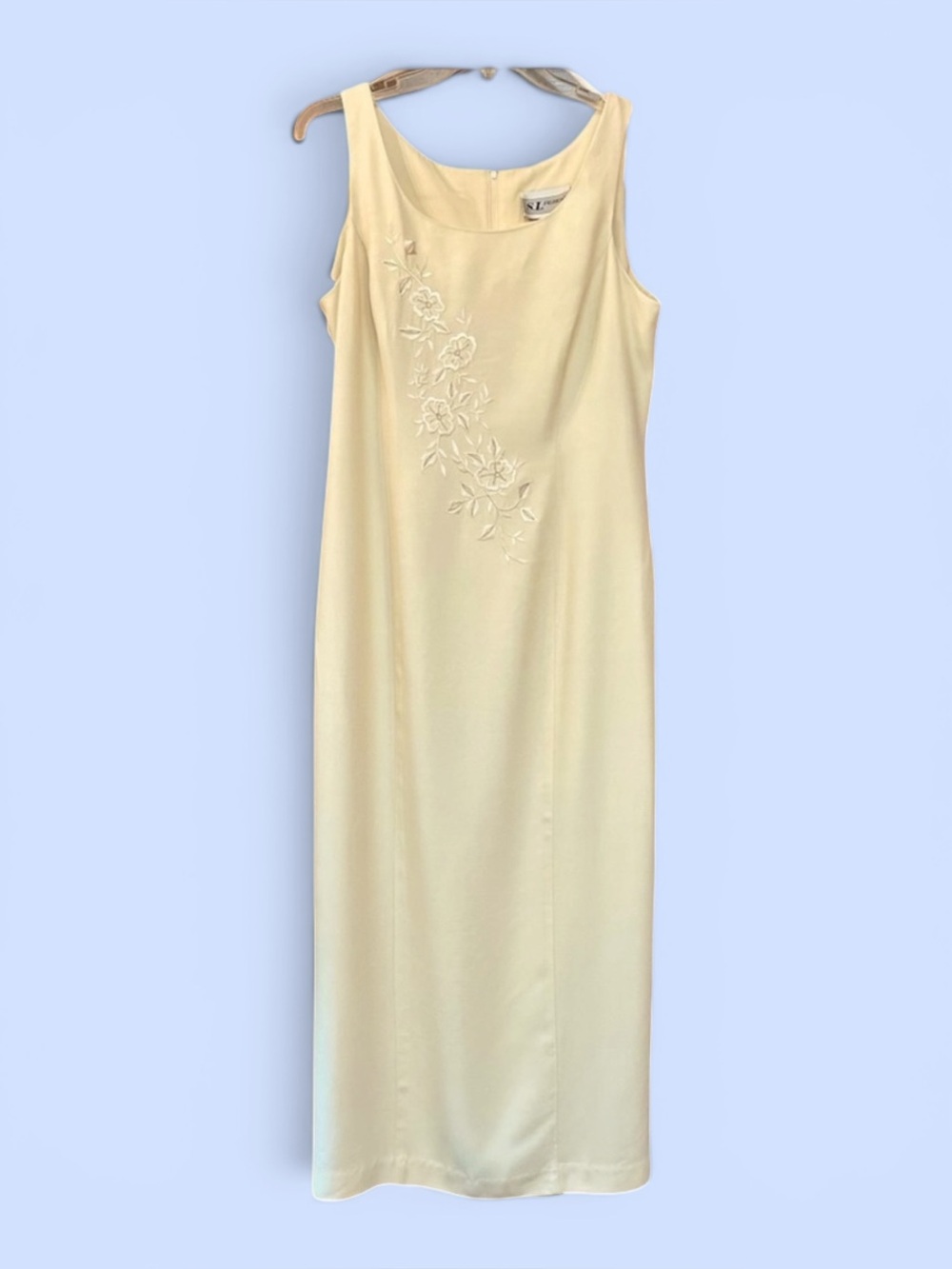 2 pc‎ Jacket Dress SL Fashions Ivory Sleeveless Sheath Open Jacket Sz 12